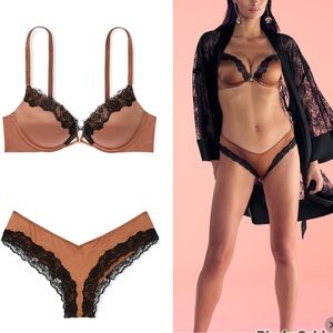 VS LACE TRIM BOMBSHELL PUSH UP BRA 38DDD/CHEEKY PANTY XXL NWT